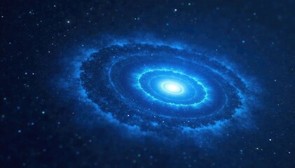 Wall Mural - dark starry night sky with a bright blue spiral shape amidst the darkness, night, abstract, cosmos