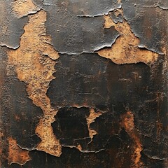 Poster - Decaying surface with peeling paint revealing a rusty texture creating an abstract pattern