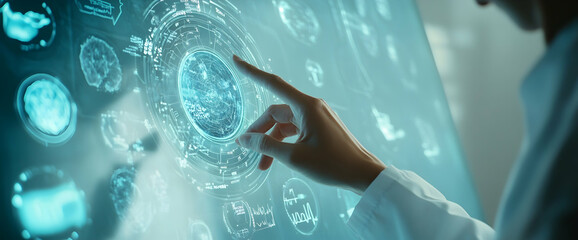 Poster - An image of medical technology with icons and symbols