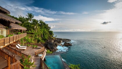 Wall Mural - vibrant summer escape at a coastal retreat with stunning ocean views