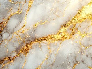 Poster - Elegant white marble texture with golden veins creating a luxurious and sophisticated pattern