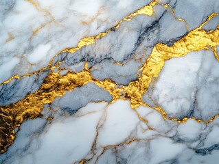 Poster - Elegant marble texture with golden veins creating a luxurious and sophisticated abstract design