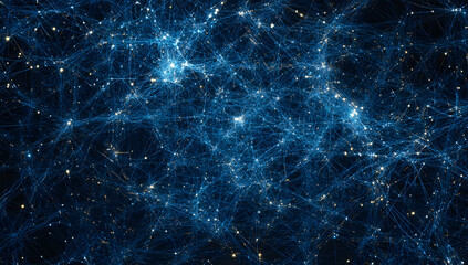 Poster - Abstract blue background with digital network connections