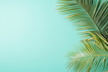 Aufkleber - Tropical beach with coconut palm and calm turquoise water inviting relaxation and serenity on a sunlit day. Generative AI