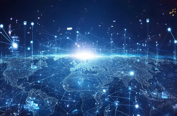 Poster - A digital globe with global network connections