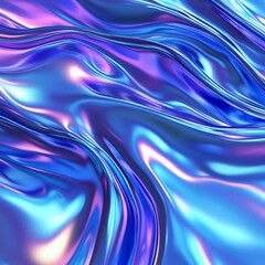 Wall Mural - photo 3d render metallic liquid background. abstract neon texture. rainbow 3d holographic foil. wavy