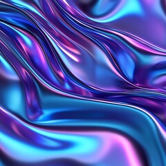Wall Mural - photo 3d render metallic liquid background. abstract neon texture. rainbow 3d holographic foil. wavy