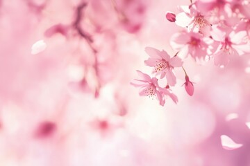 Wall Mural - Delicate Pink Cherry Blossoms in Soft Focused Springtime Bloom