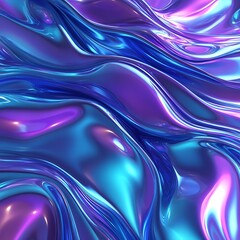 Wall Mural - photo 3d render metallic liquid background. abstract neon texture. rainbow 3d holographic foil. wavy