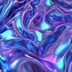 Wall Mural - photo 3d render metallic liquid background. abstract neon texture. rainbow 3d holographic foil. wavy