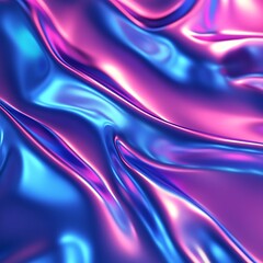 Wall Mural - photo 3d render metallic liquid background. abstract neon texture. rainbow 3d holographic foil. wavy