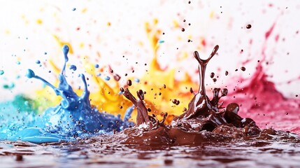 Aufkleber - Colorful paint explosion with dynamic splash and vibrant hues against a bright background