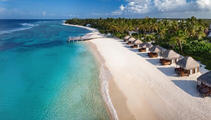 Wall Mural - vibrant summer beach retreat with pristine sand and clear turquoise waters in a tropical paradise