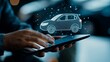 © DD - Hands with tablet technology, car