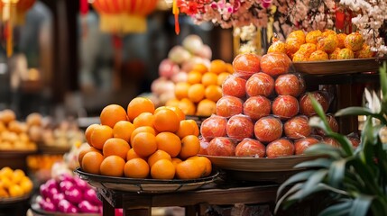 Poster - Exquisite Display of Fresh Oranges in a Traditional Market Setting : Generative AI