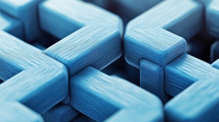 Poster - A close-up of interlocking blue geometric shapes, showcasing a textured pattern that creates a visually appealing, modern design.