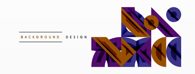 Wall Mural - Abstract geometric background with shapes, featuring circular and rounded elements. Bold contrast, smooth gradients, dynamic composition, futuristic style
