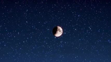 Aufkleber - Partial lunar eclipse gradually sweeping across starry night sky, revealing mesmerizing celestial transformation with moonlight emerging through earth's shadowy silhouette