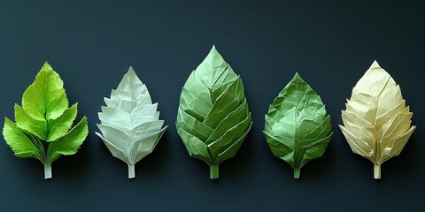 Poster - Craftsmanship showcases vibrant paper leaves arranged in a gradient on a dark background