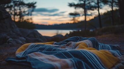 Poster - A serene evening spent stargazing in the wilderness, wrapped in warm blankets.