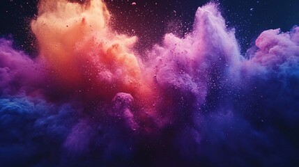 Poster - Colorful powder explosion with vibrant hues and dynamic movement creating a dramatic effect