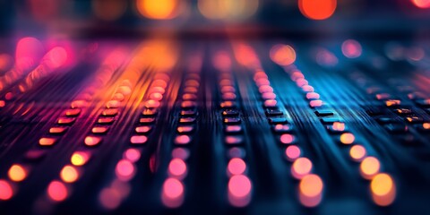 Fototapete - Vivid abstract lights with colorful bokeh effect creating an energetic nightlife atmosphere : Generative AI