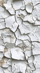 Poster - Cracked white surface texture showing dry soil beneath creating an abstract pattern