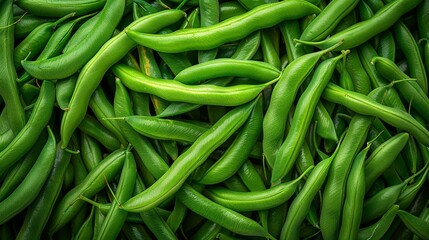 fresh green beans with a view above