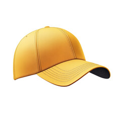 Aufkleber - The image shows a single golden yellow baseball cap isolated on a black background, presented as a product mockup.