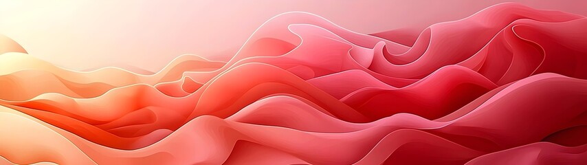 Wall Mural - A stunning abstract composition featuring flowing waves in shades of warm pink and coral, creating a serene and dreamy atmosphere that evokes a sense of calm and tranquility.