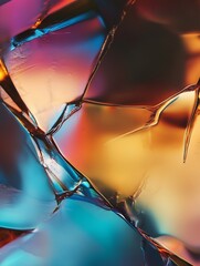 Poster - Vibrant Abstract Glass Texture with Multicolored Light Reflections Macro Art Background : Generative AI