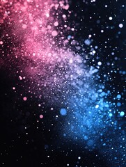 Poster - Ethereal cosmic dust with pink and blue hues floating in a dark space creating a magical scene