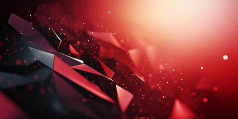 Aufkleber - Dynamic red geometric abstract background with polygonal shapes and light flares : Generative AI