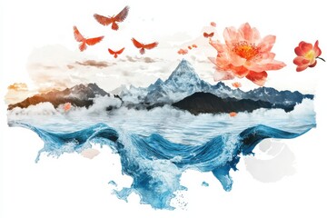 Poster - Exploring mindfulness techniques through artistic visual metaphors in nature symbolism of growth and serenity
