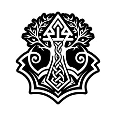 Wall Mural - A glyph style icon of yggdrasil symbol