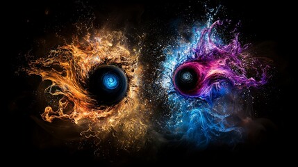 Leinwandbilder - Emotional black holes in cosmic dance outer space digital art nebula abstract viewpoint feelings of the universe