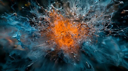 Leinwandbilder - Dynamic matter explosion abstract art digital creation cosmic environment close-up view boundless concepts