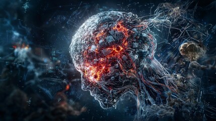 Poster - Biomechanical organism concept futuristic laboratory digital art sci-fi environment close-up view cybernetic innovation