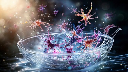 Poster - Exploring dancing bacteria in a petri dish vibrant close-up of a microscopic biological experiment