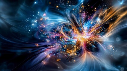 Aufkleber - Dancing comets spin and swirl in a cosmic dance outer space digital art mystical environment abstract viewpoint