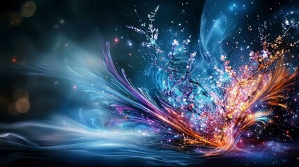 Aufkleber - Dancing comets twirl in cosmic space digital art colorful atmosphere imaginative viewpoint stellar rhythms