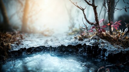 Aufkleber - Mysterious dimensional rift revealed in enchanted forest nature scene surreal environment close-up view