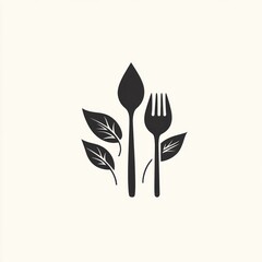 Wall Mural - Healthy Food Logo, Forks and Spoons, Nature Icon