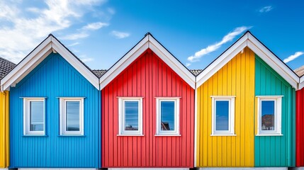 Poster - A charming fishing village with colorful wooden houses lining the harbor
