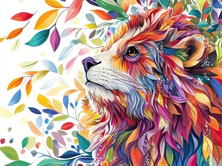  photo featuring an artistic abstract watercolor animal composition with a white background and high depth of field