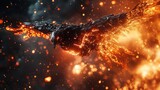 Robot Bird on Fire, Bird in the Form of a Fiery Robot, the Future of Animal Robots