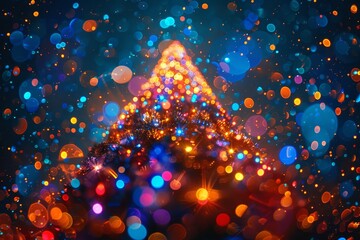 Wall Mural - Enchanting illumination of a christmas tree creating a magical holiday atmosphere