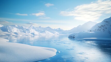 Magical winter scenery trees reflected icy water serene breathtaking picturesque landscape