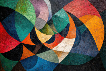Poster - Complex arrangement of colorful patterns in an abstract design