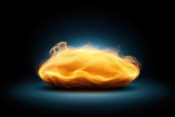 Poster - Bright orange flame swirl with glowing edges against dark background